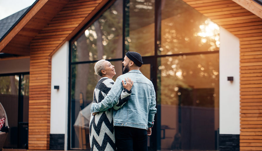 Happy couple at vacation property