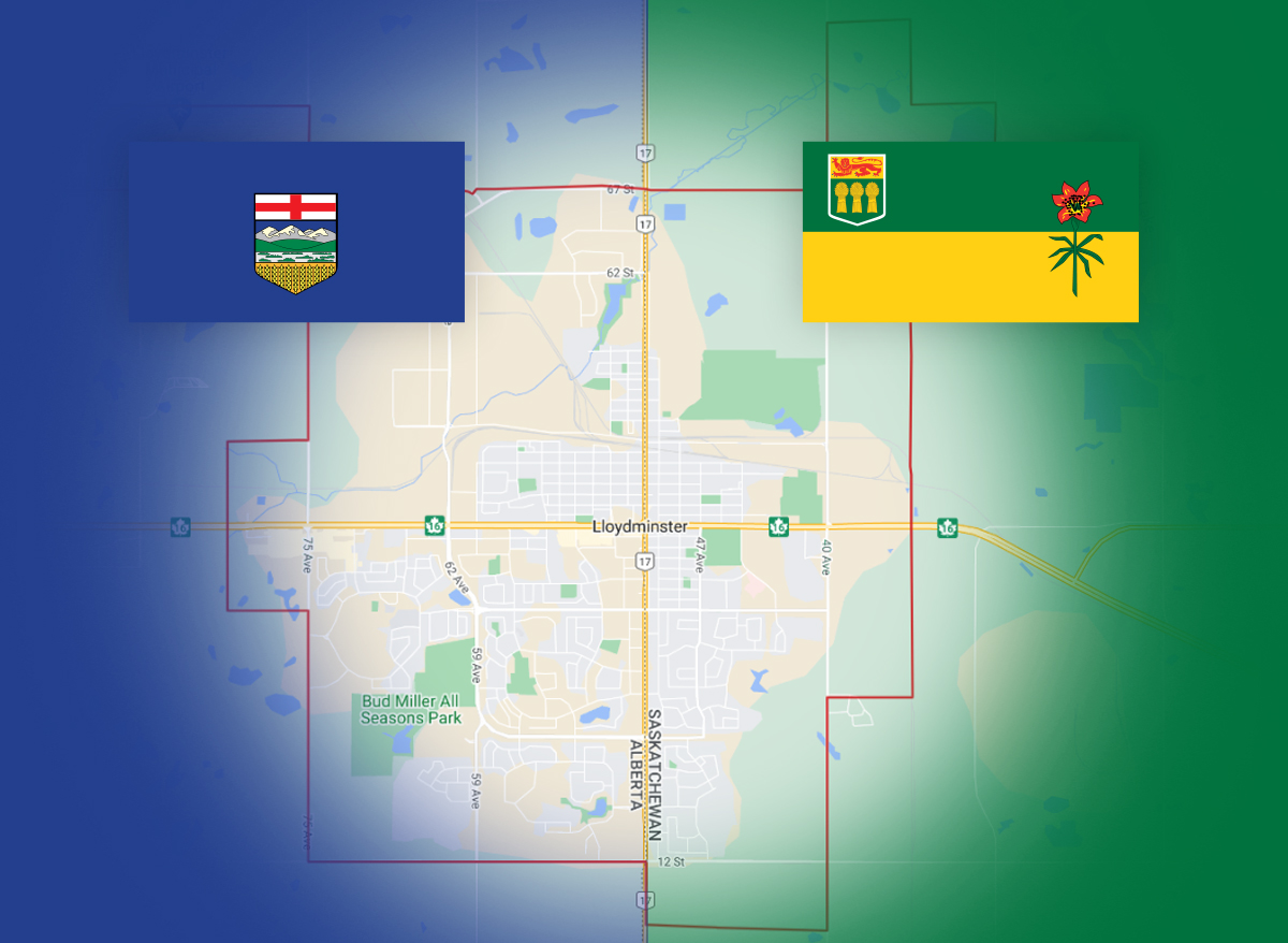 Map of Lloydminster. 