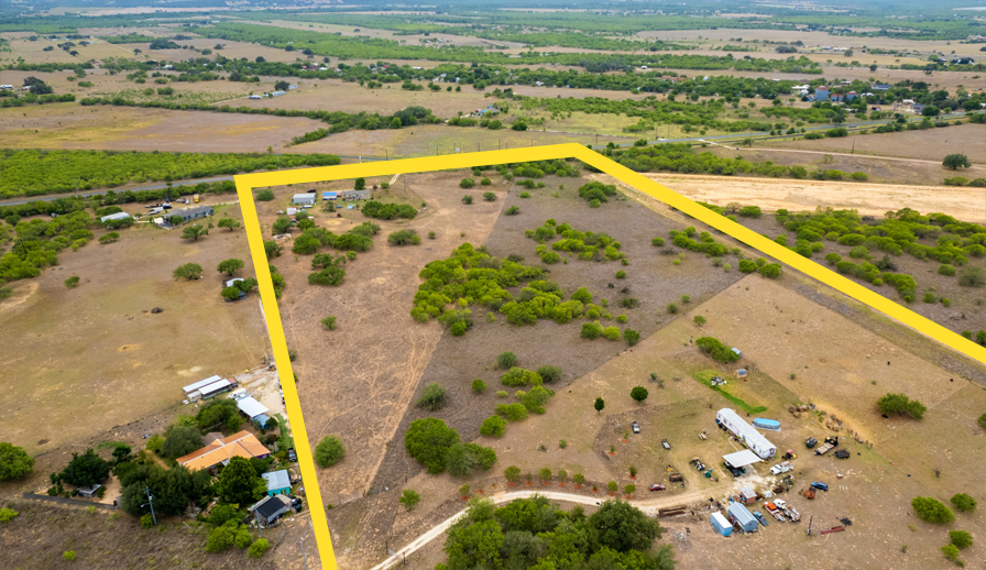 Aerial shot of farmland. 